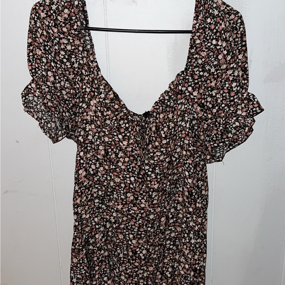 Floral Black and Pink Women's Sun Dress